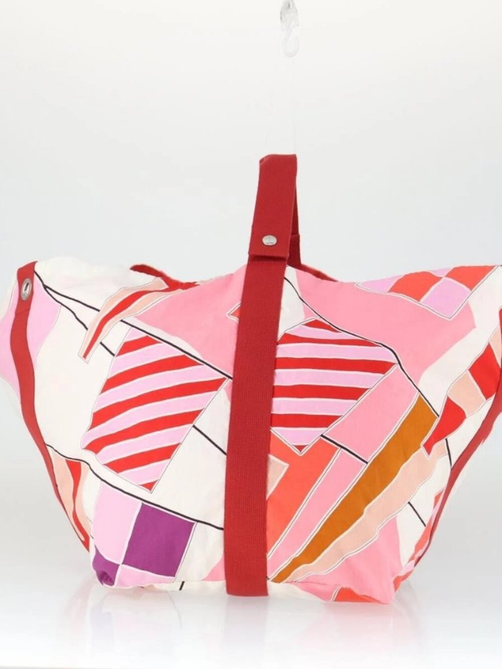 HERMES Beach Bag Tote Bag Canvas Red Auth 168207 - Picture 5 of 16